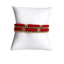 Load image into Gallery viewer, Serenity Pattern 4mm Beaded Bracelet- Red
