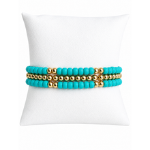 Load image into Gallery viewer, Serenity Pattern 4mm Beaded Bracelet - Turquoise
