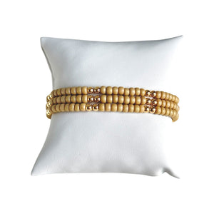 Serenity Pattern 4mm Beaded Bracelet- Tan