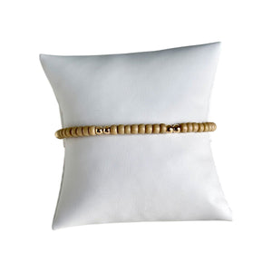 Serenity Pattern 4mm Beaded Bracelet- Tan