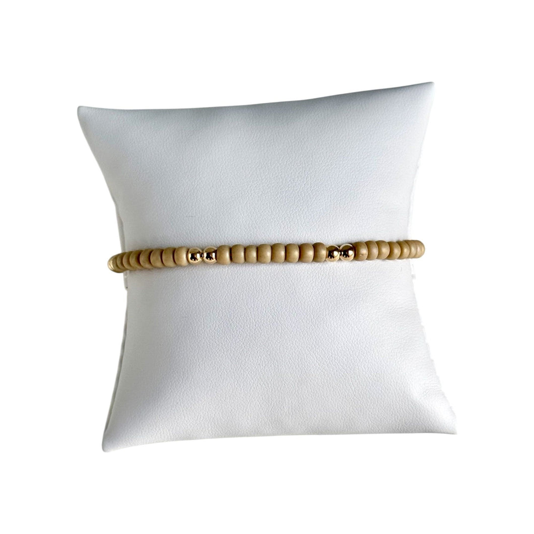 Serenity Pattern 4mm Beaded Bracelet- Tan