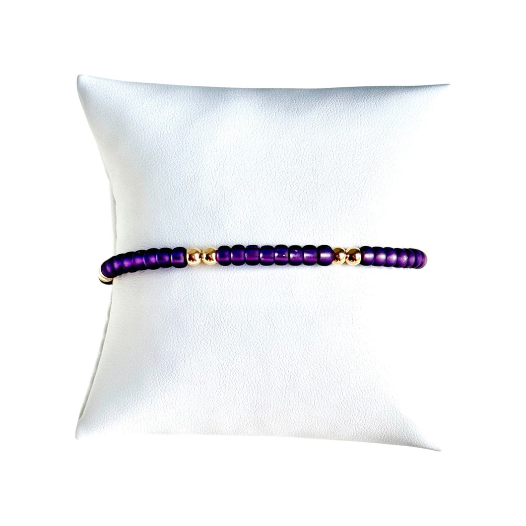 Serenity Pattern 4mm Beaded Bracelet- Amethyst