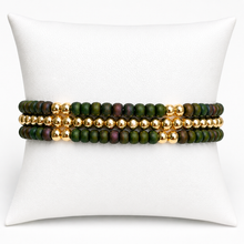 Load image into Gallery viewer, Serenity Pattern 4mm Beaded Bracelet - Dark Green Iridescent
