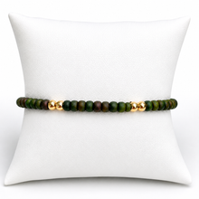 Load image into Gallery viewer, Serenity Pattern 4mm Beaded Bracelet - Dark Green Iridescent
